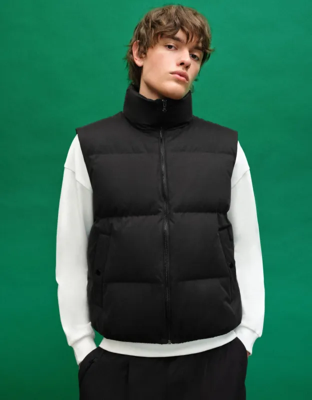 Stand Collar Puffer Waistcoat sold by Urban Revivo