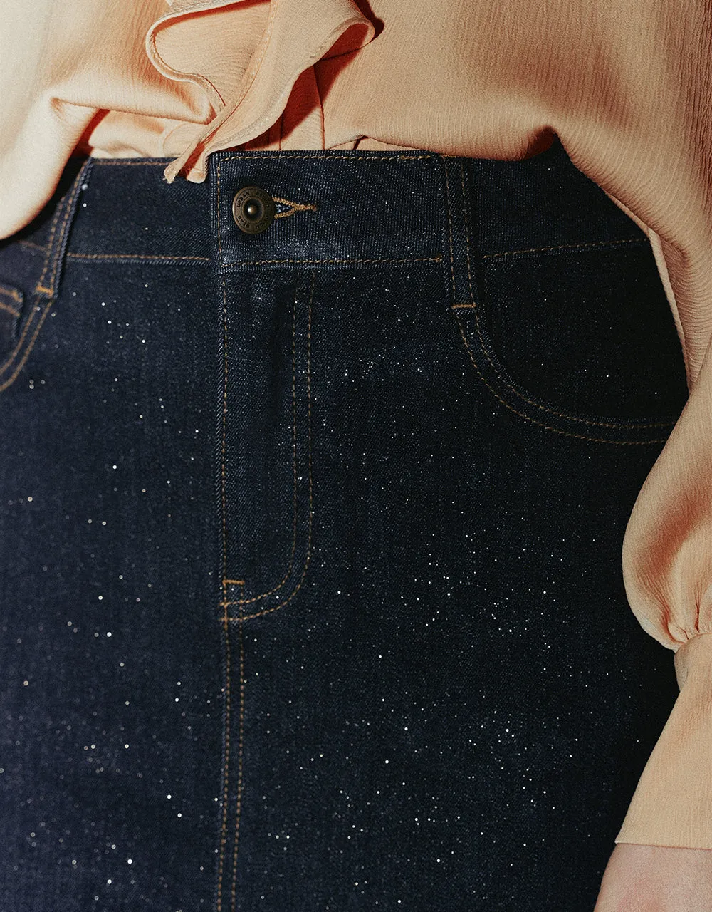 Split Hem Midi Denim Skirt sold by Urban Revivo product image thumbnail 5