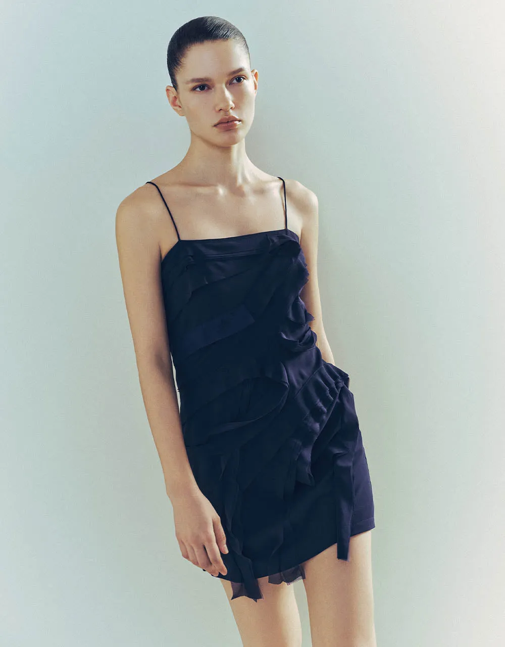 Ruffle Off-Shoulder Straight Cami Dress sold by Urban Revivo product image thumbnail 2