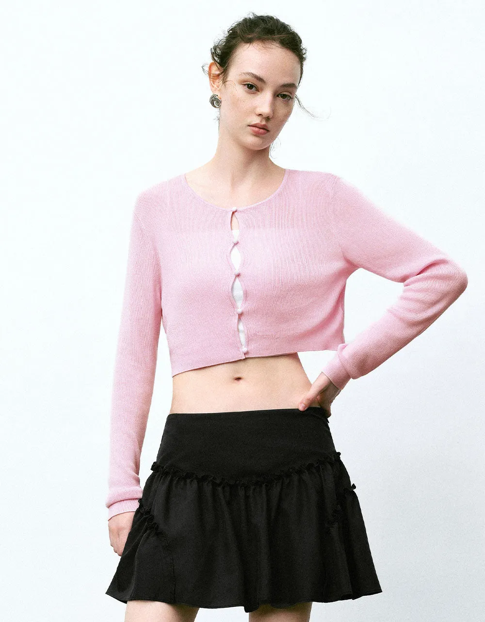 Crew Neck Knitted Cardigan sold by Urban Revivo