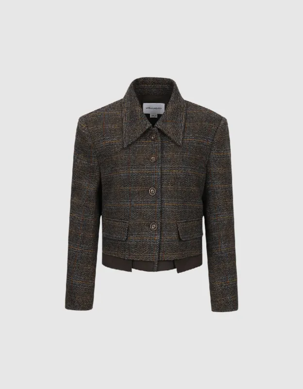 Plaid Straight Blazer Jacket sold by Urban Revivo