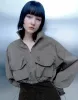 Drawstring Waist Zipper Front Straight Shirt sold by Urban Revivo
