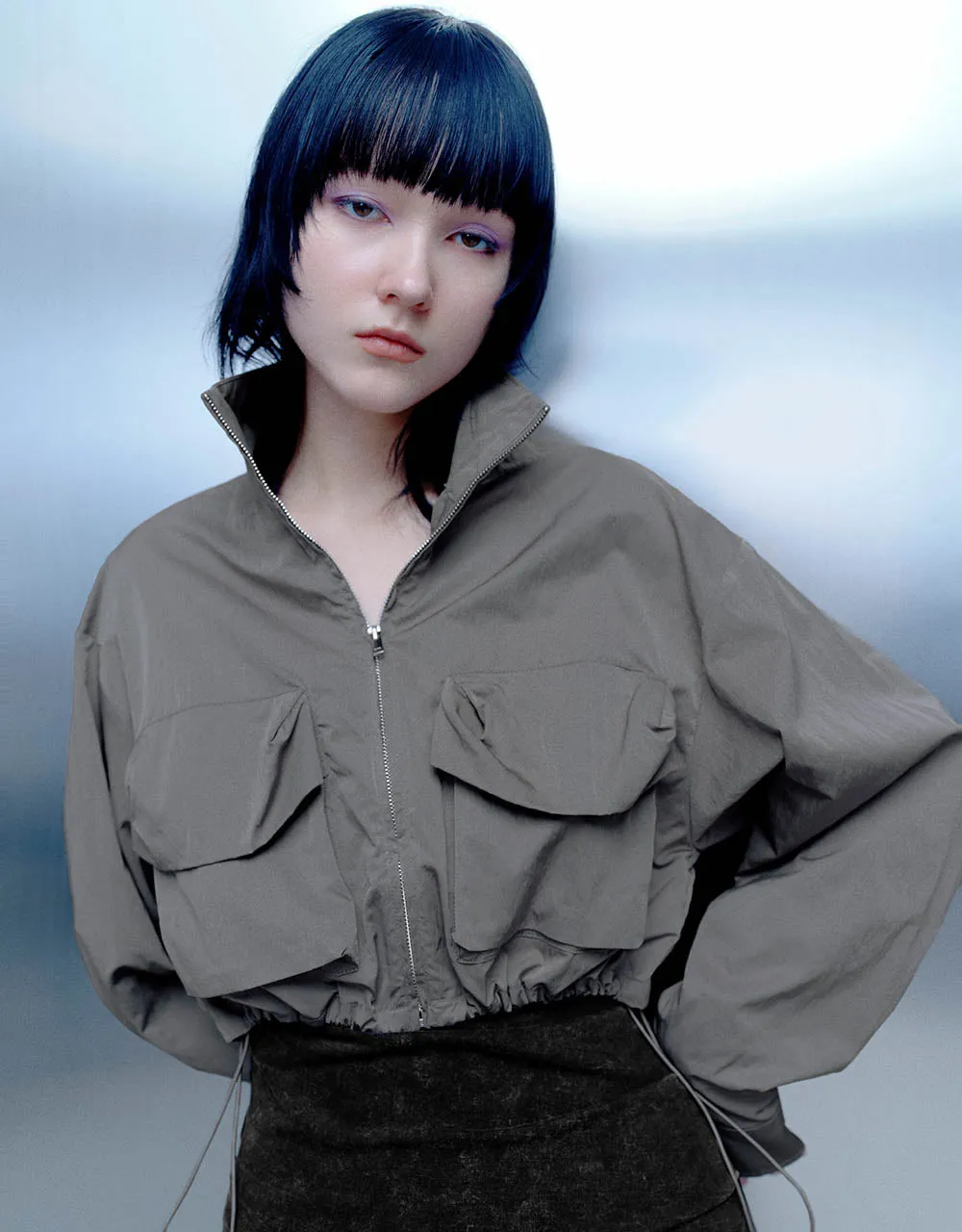 Drawstring Waist Zipper Front Straight Shirt sold by Urban Revivo product image thumbnail 3