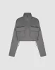 Drawstring Waist Zipper Front Straight Shirt sold by Urban Revivo