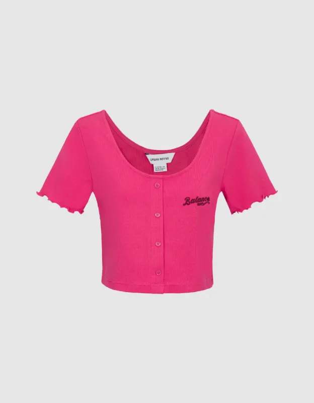 Lettuce Trim Cuff Skinny T-Shirt sold by Urban Revivo