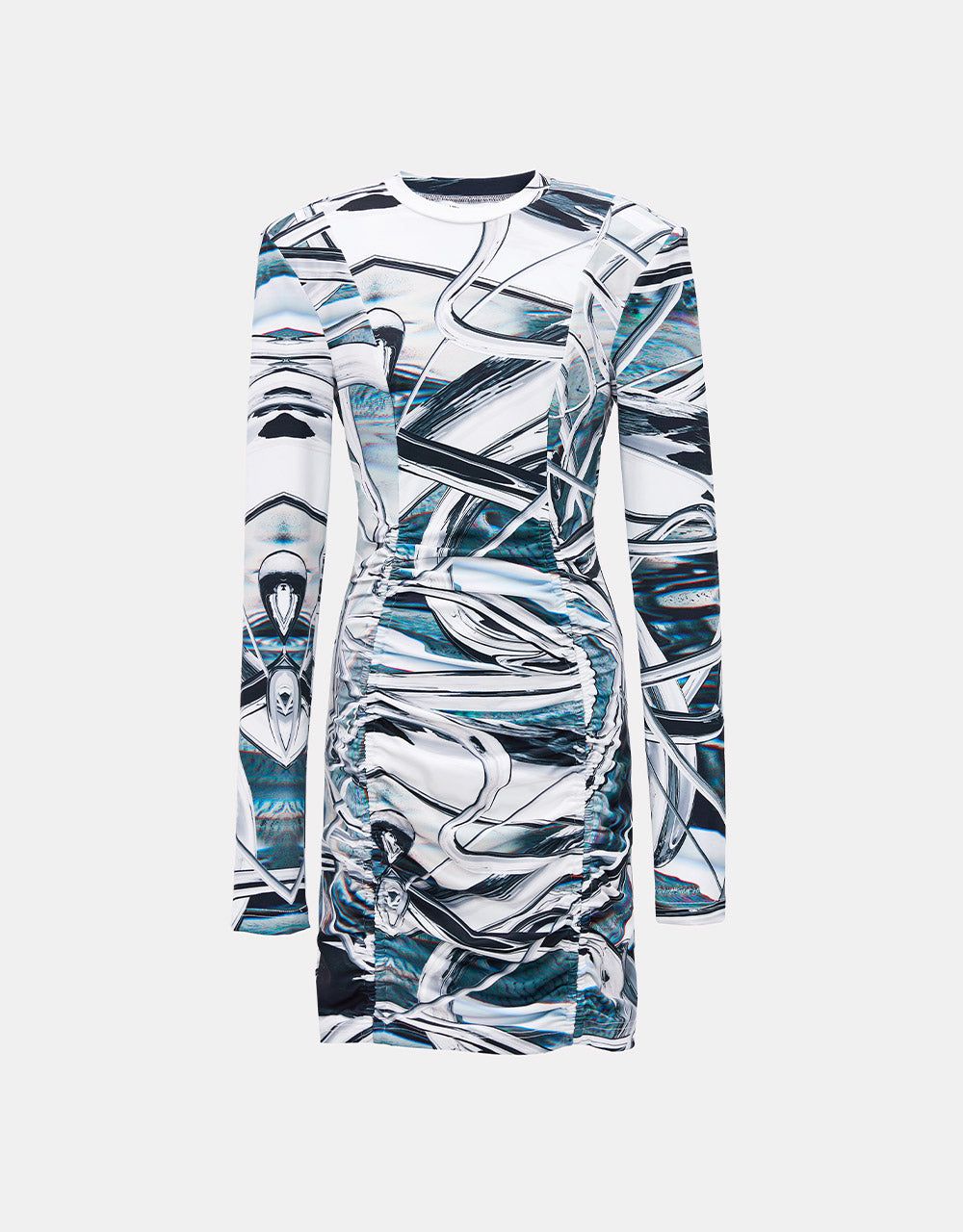Abstract Print Ruched Front Bodycon Dress sold by Urban Revivo