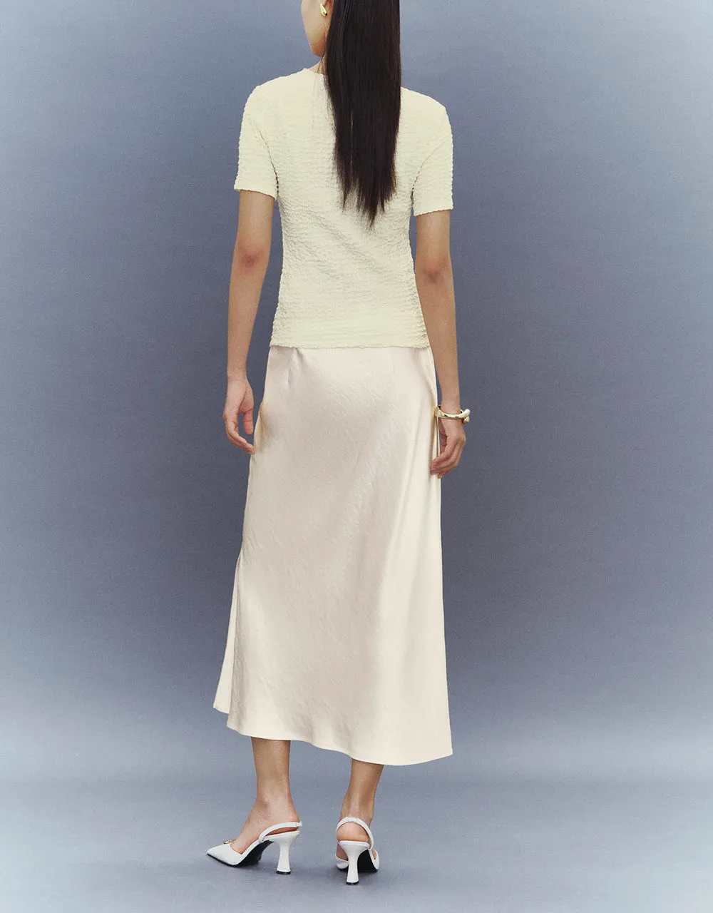 Shirred Crew Neck Skinny T-Shirt sold by Urban Revivo product image thumbnail 5