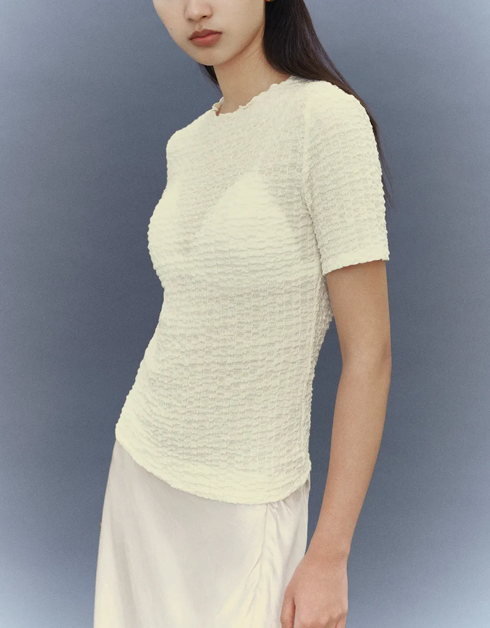 Shirred Crew Neck Skinny T-Shirt sold by Urban Revivo product image thumbnail 3