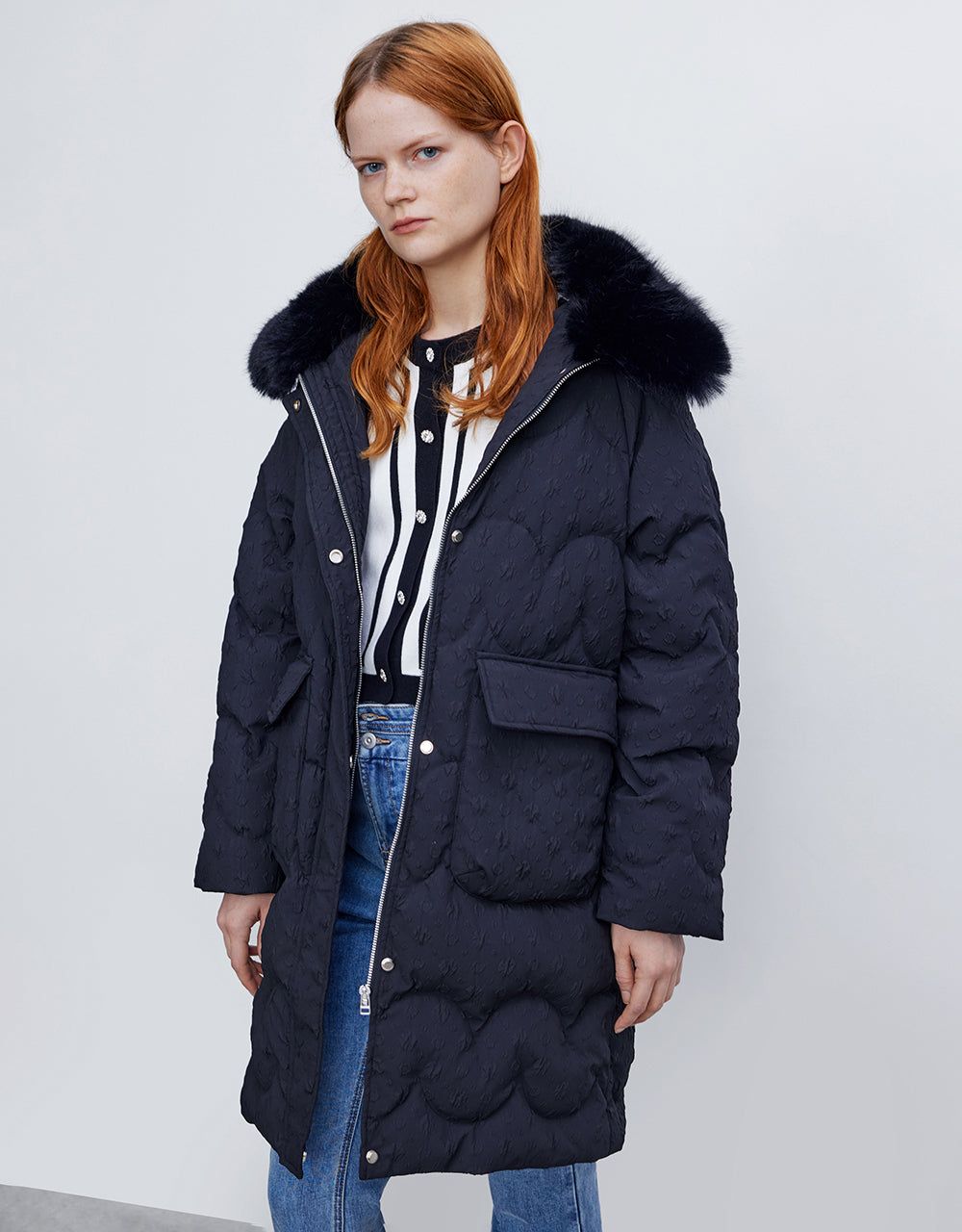 Straight Down Jacket With Detachable Furry Collar sold by Urban Revivo