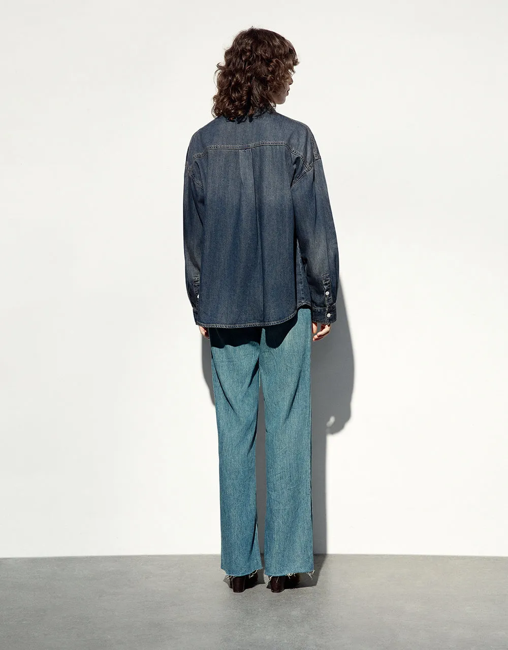 Drop Shoulder Sleeve Lapel Denim Shirt sold by Urban Revivo product image thumbnail 5