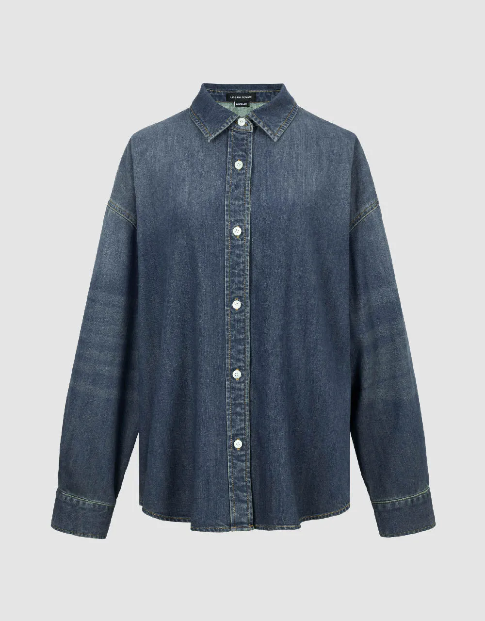 Drop Shoulder Sleeve Lapel Denim Shirt sold by Urban Revivo product image thumbnail 2