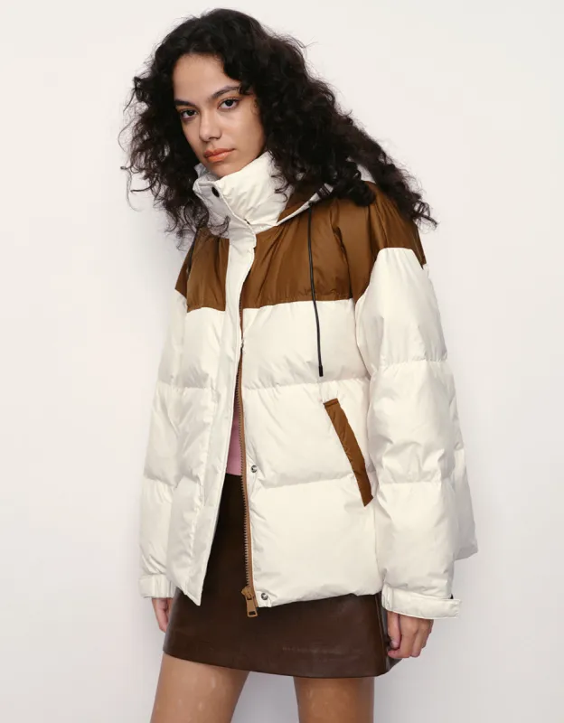 Two Toned Stand Collar Down Jacket sold by Urban Revivo