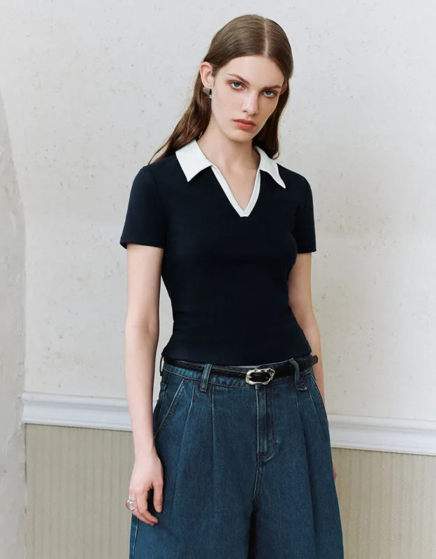 Collared Neck Two Toned T-Shirt sold by Urban Revivo