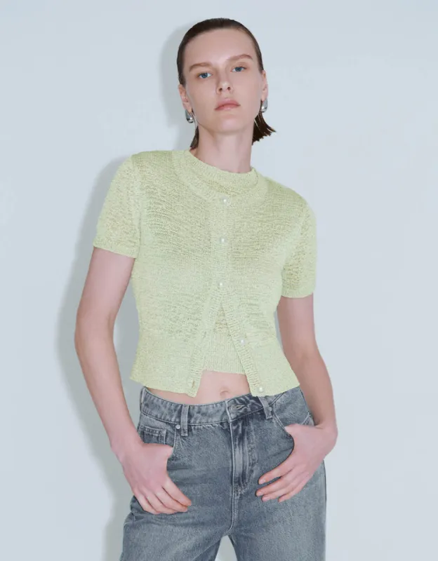 Crew Neck Knitted Cardigan sold by Urban Revivo