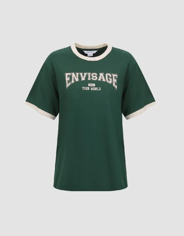 Letter Printed Crew Neck Straight T-Shirt sold by Urban Revivo