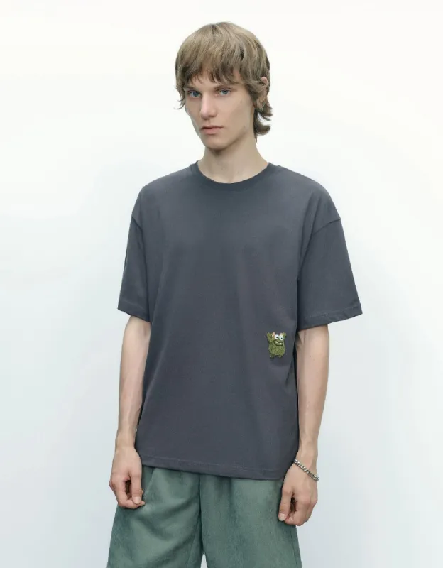 Drop Shoulder Sleeve Crew Neck T-Shirt sold by Urban Revivo