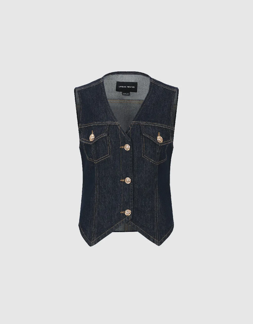 V-Neck Denim Waistcoat sold by Urban Revivo product image thumbnail 2