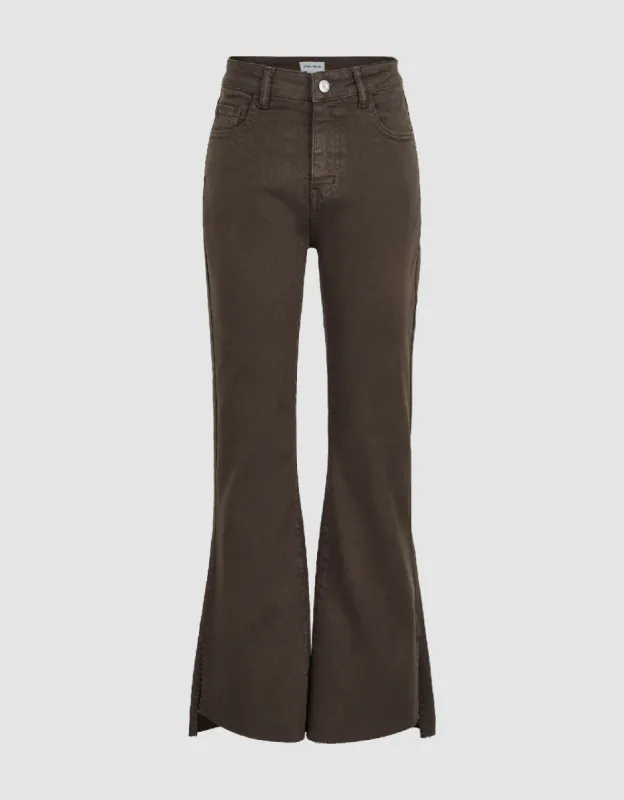Split Hem Flare Jeans sold by Urban Revivo