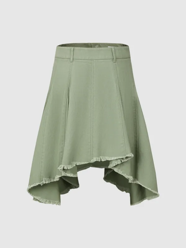 Raw Hem Mini A-Line Skirt sold by Urban Revivo