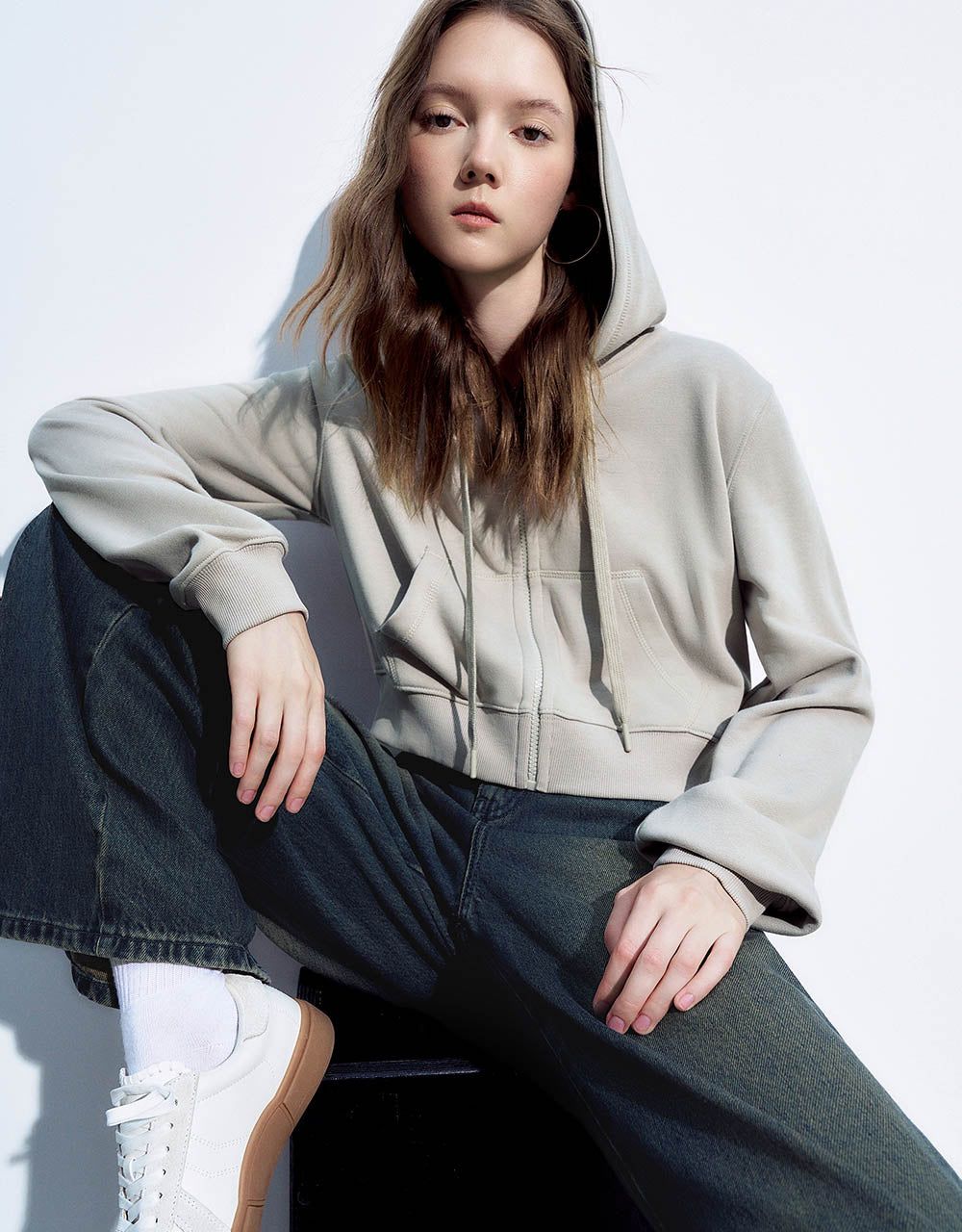 Zipper Front Hooded Knitted Jacket sold by Urban Revivo product image thumbnail 3