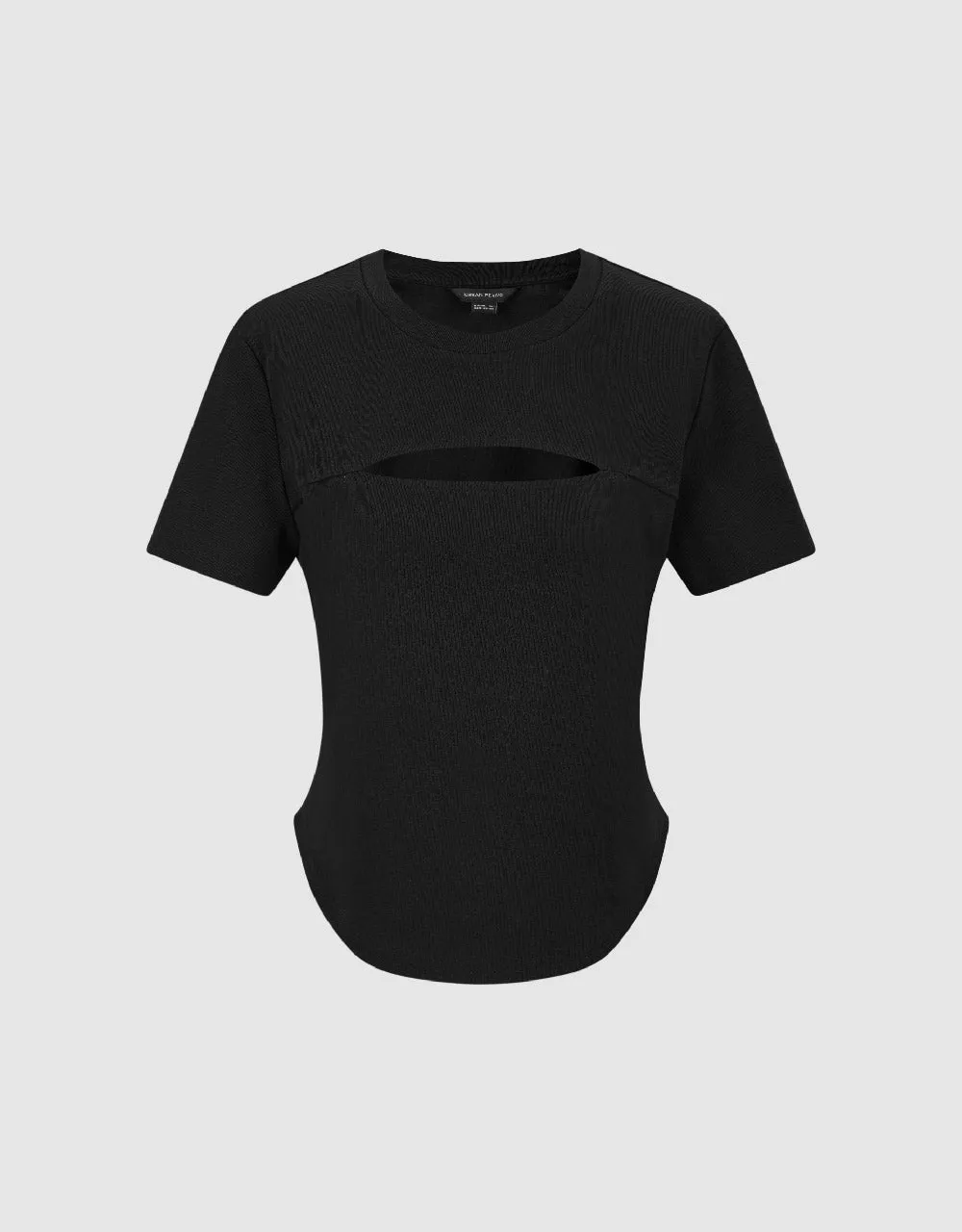 Cut-Out Crew Neck Straight T-Shirt sold by Urban Revivo product image thumbnail 2