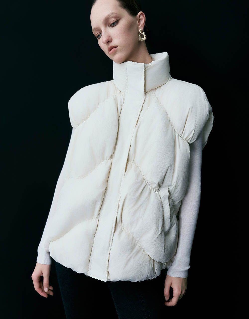 Stand Collar Puffer Waistcoat sold by Urban Revivo