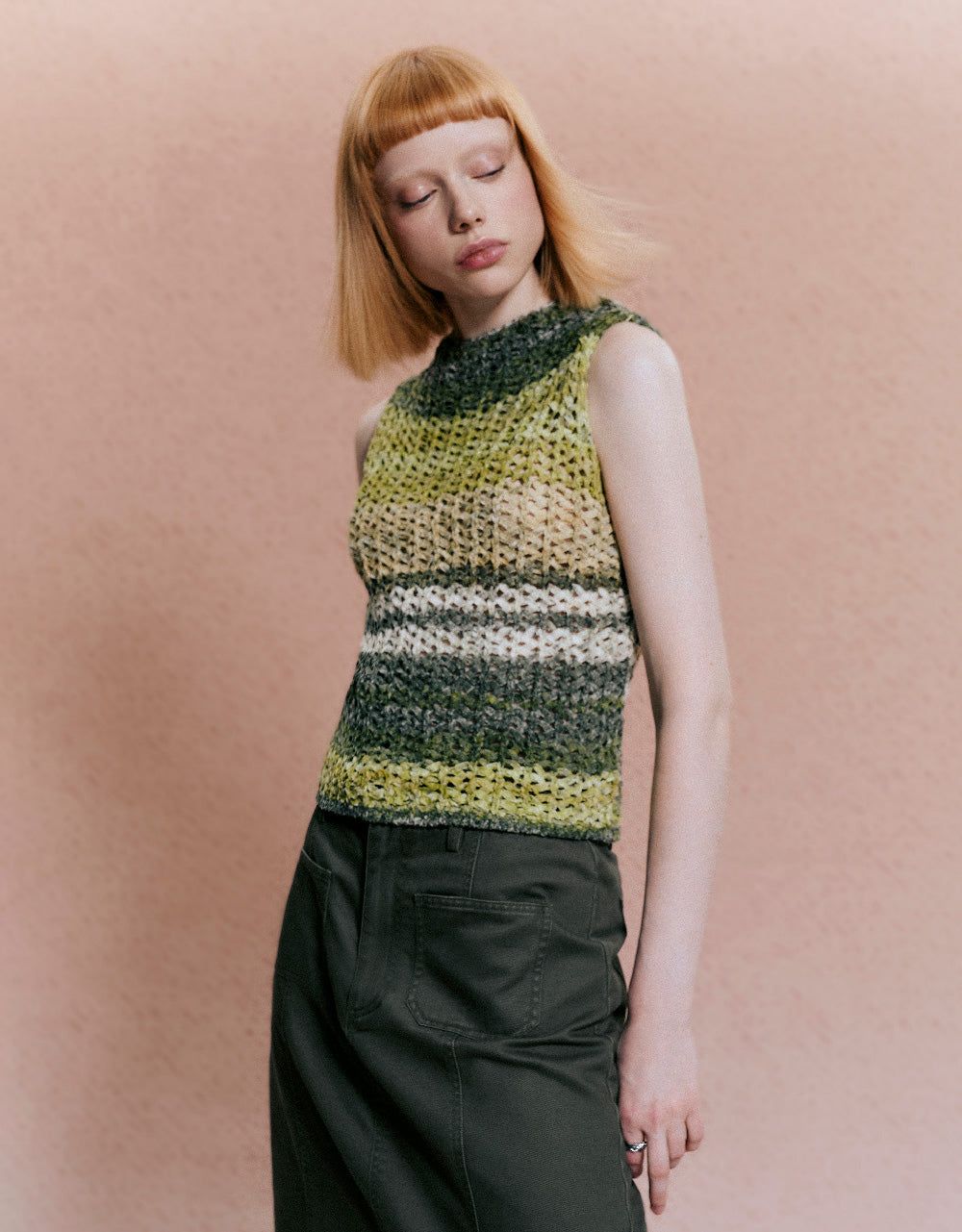 Striped Crew Neck Knitted Vest sold by Urban Revivo