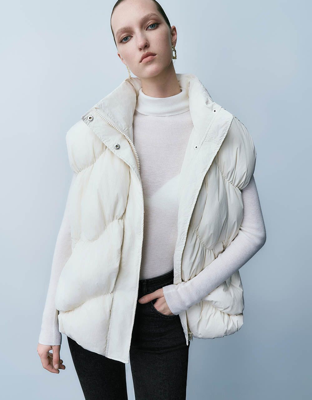 Stand Collar Puffer Waistcoat sold by Urban Revivo product image thumbnail 3