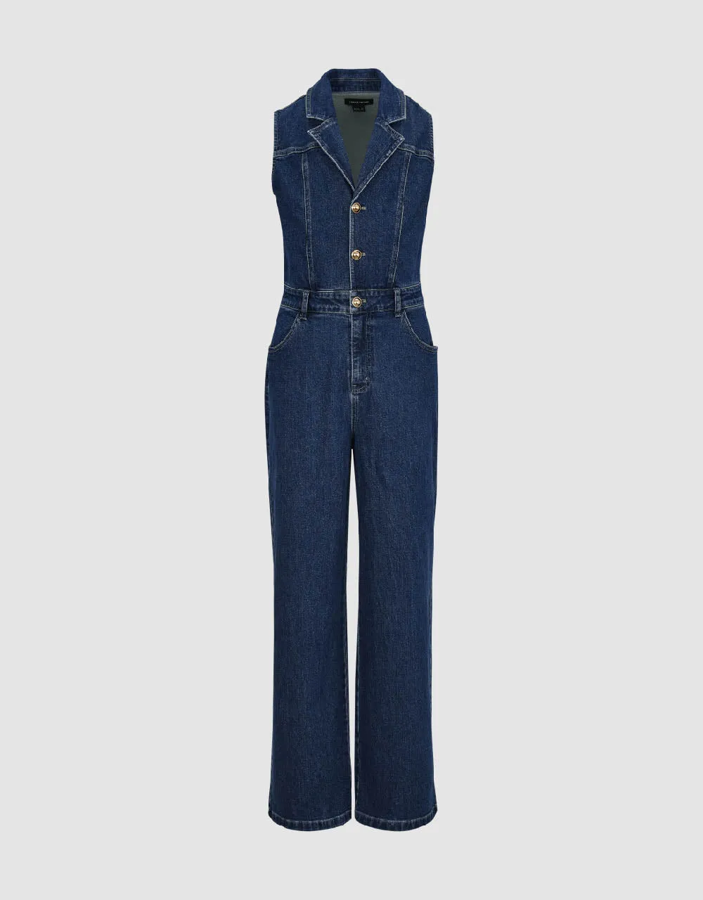 V-Neck Denim Jumpsuit With Belt sold by Urban Revivo product image thumbnail 2