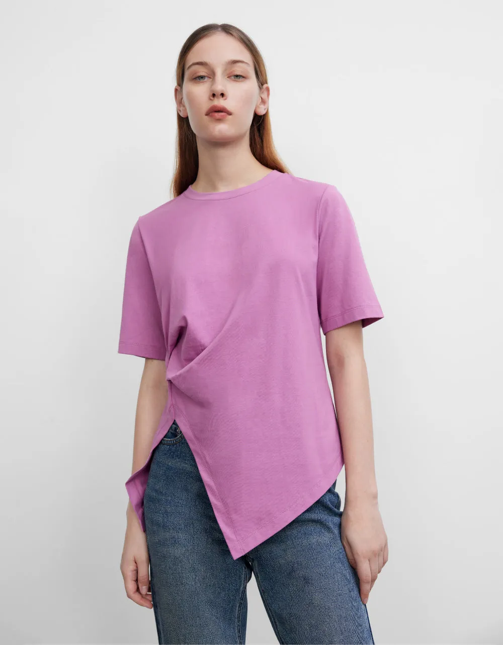 Asymmetric Crew Neck Regular T-Shirt sold by Urban Revivo