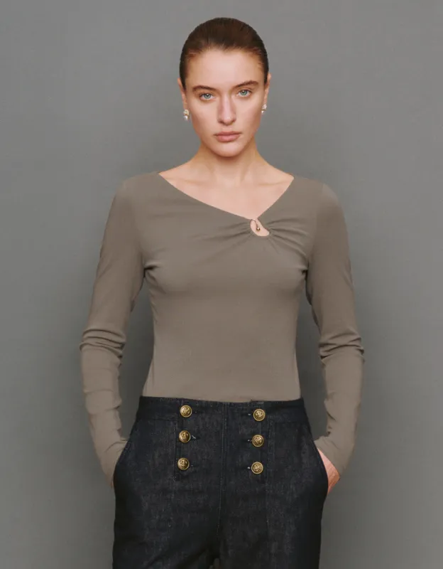 One Shoulder Skinny T-Shirt sold by Urban Revivo