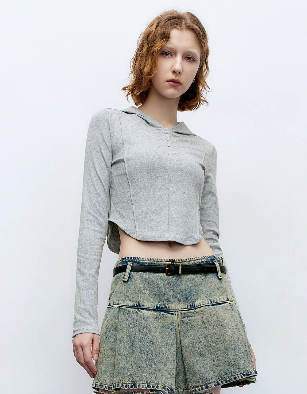 Hooded Skinny Knitted T-Shirt sold by Urban Revivo