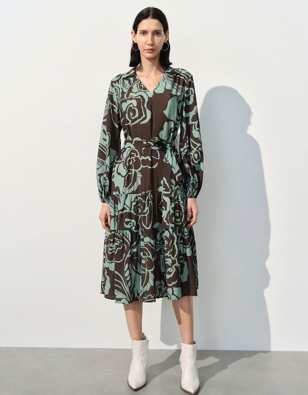 Printed Surplice Front A-Line Dress sold by Urban Revivo