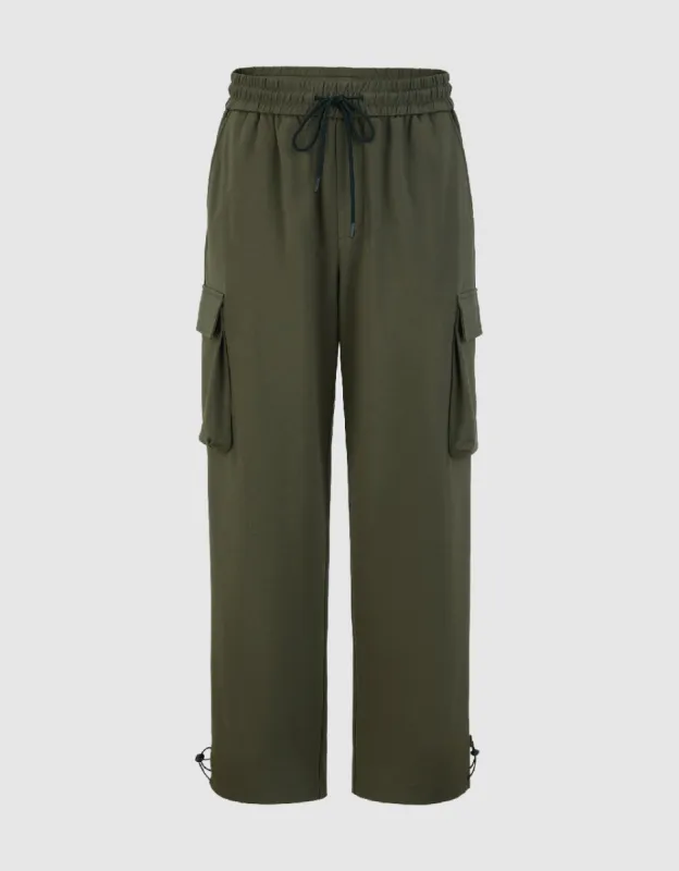 Drawstring Waist Straight Pants sold by Urban Revivo