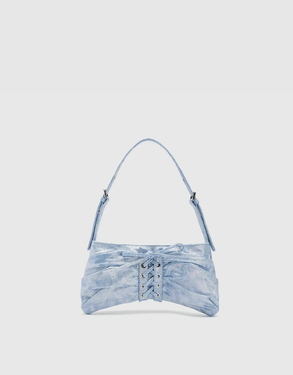 Lace Up Printed Denim Shoulder Bag sold by Urban Revivo