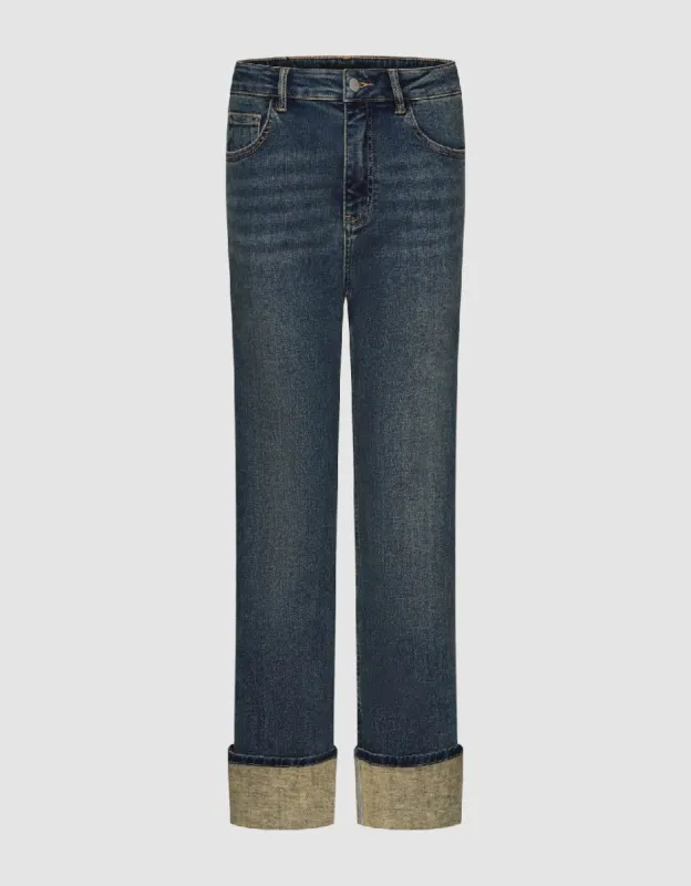 Rolled Up Hem Straight Jeans sold by Urban Revivo