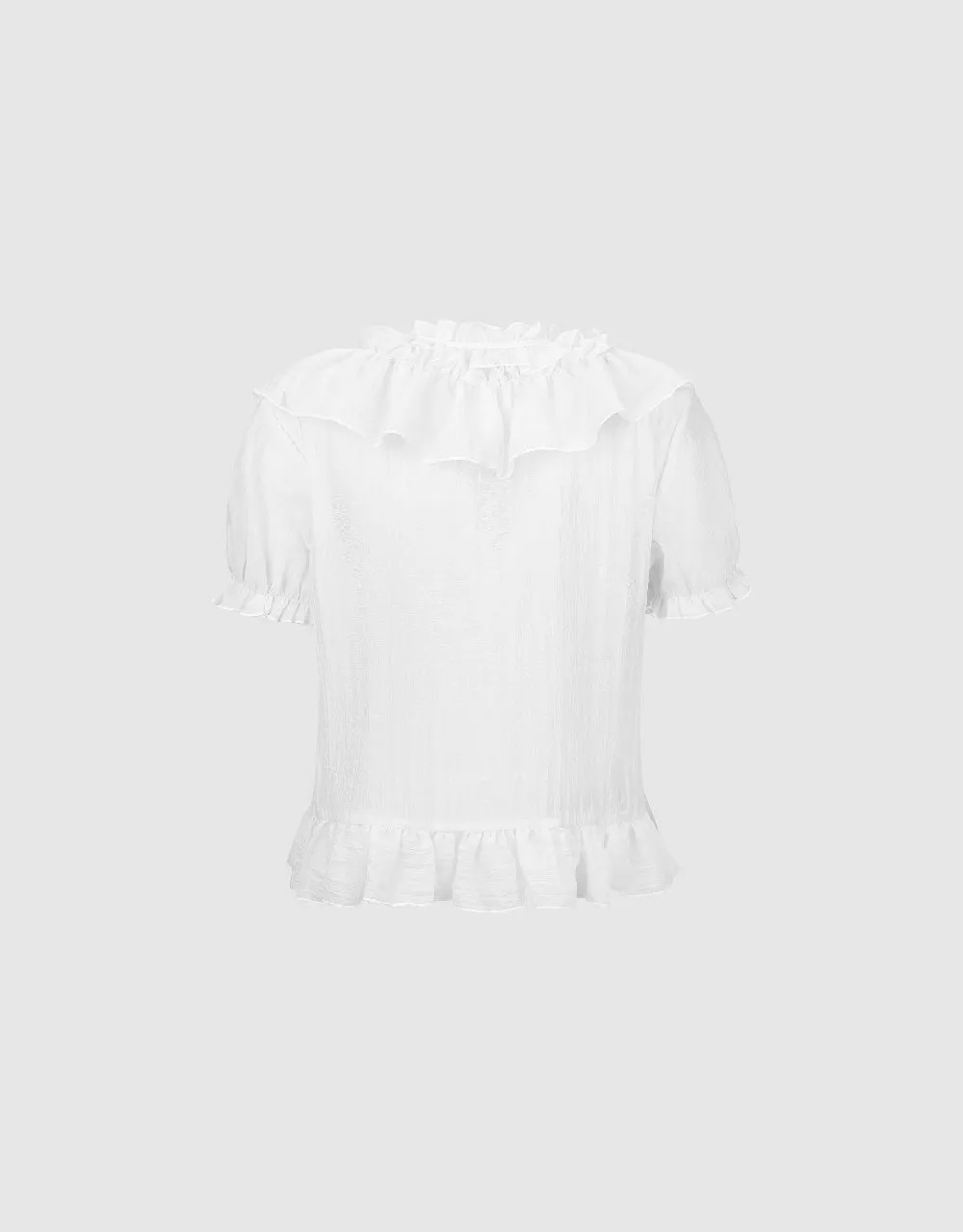 Ruffle Puff Sleeve V-Neck Blouse sold by Urban Revivo product image thumbnail 5