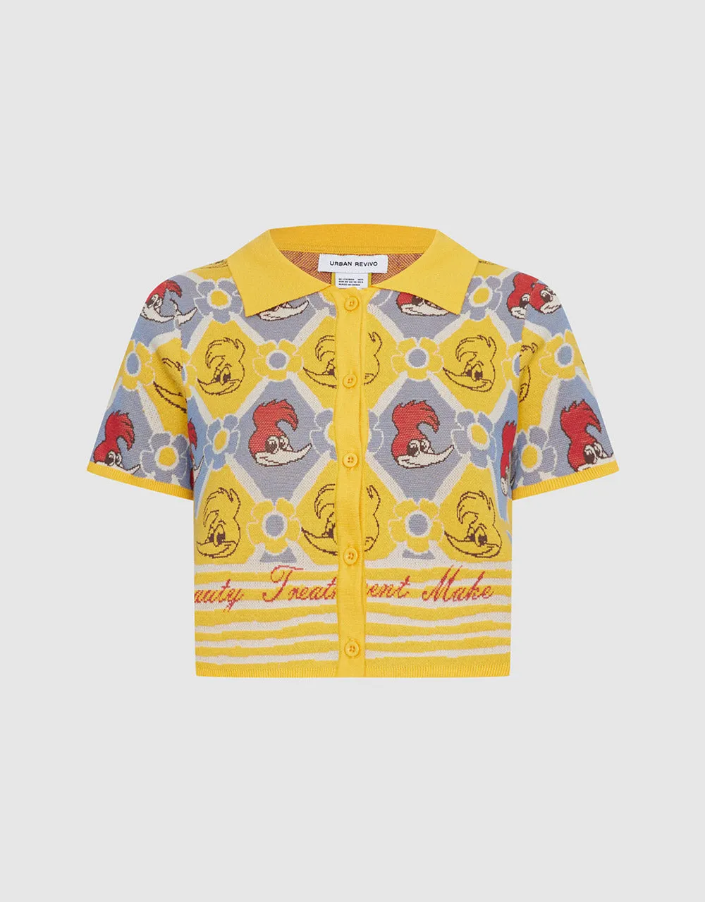 Woody Woodpecker Plaid Short Sleeve Cardigan sold by Urban Revivo