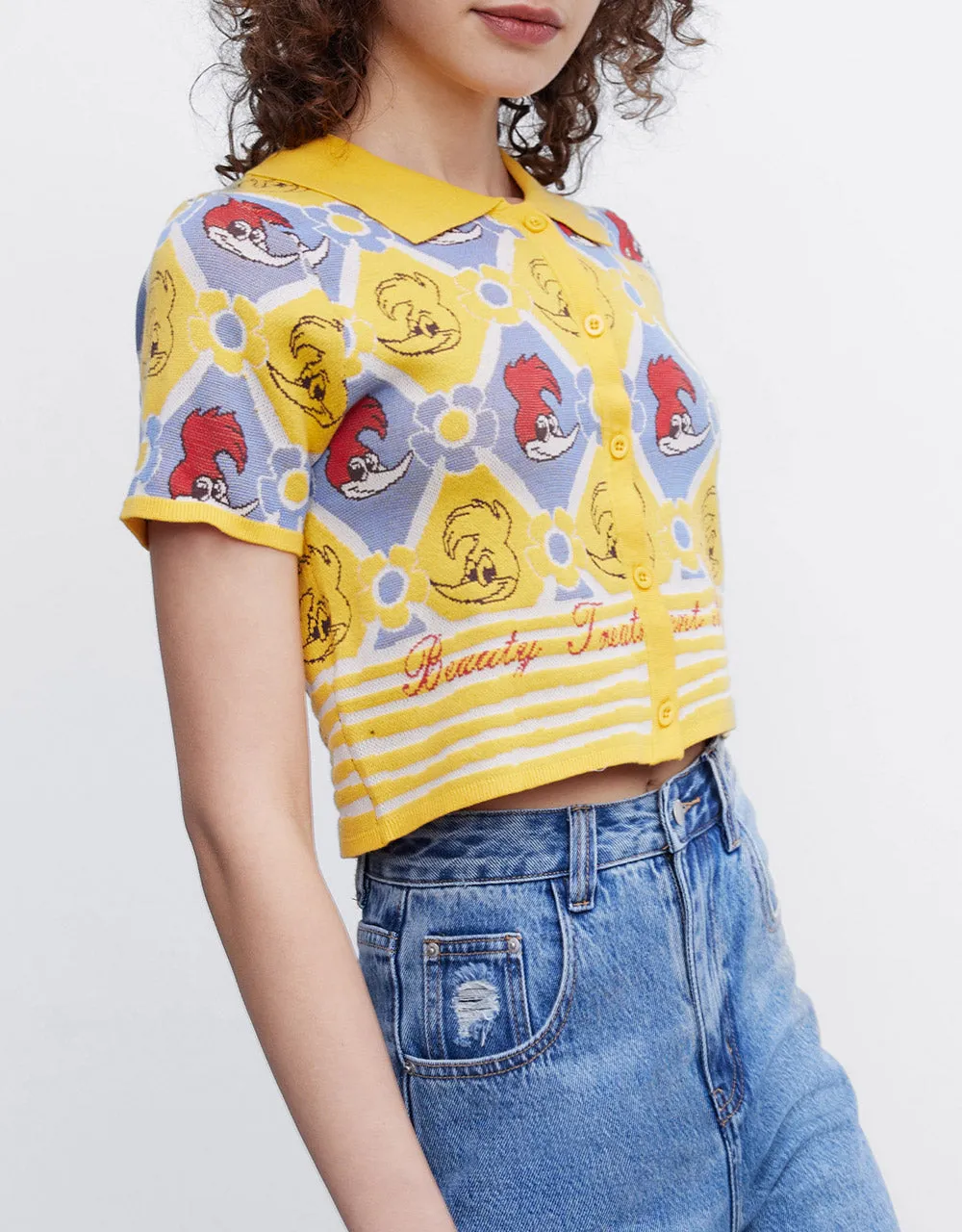 Woody Woodpecker Plaid Short Sleeve Cardigan sold by Urban Revivo product image thumbnail 2