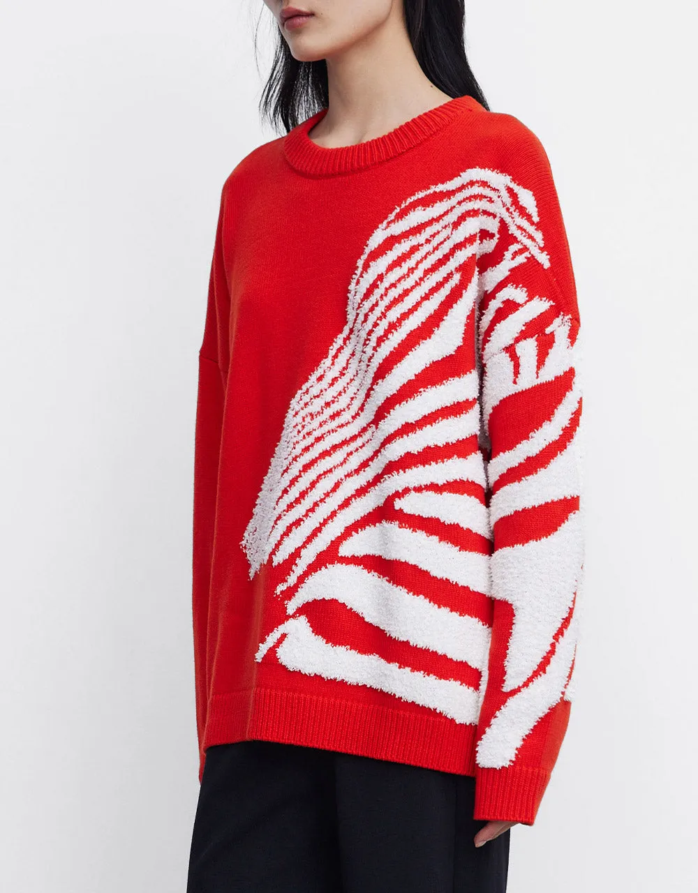 Zebra Striped Crew Neck Sweater sold by Urban Revivo product image thumbnail 5