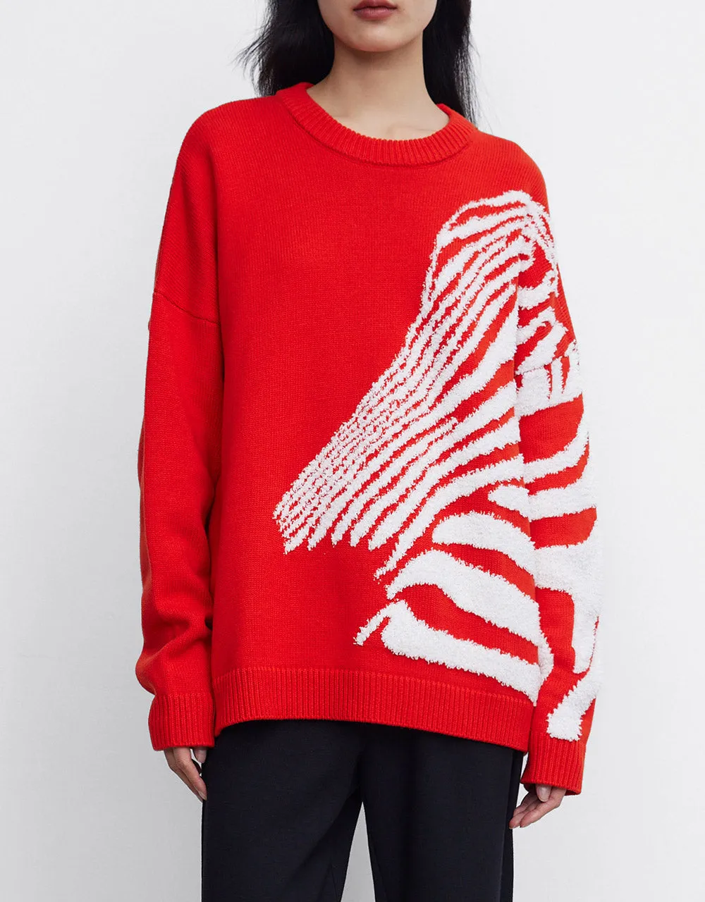 Zebra Striped Crew Neck Sweater sold by Urban Revivo product image thumbnail 2