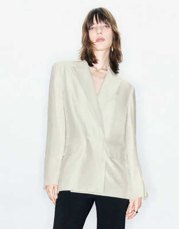 Peak Lapel Double Breasted Blazer sold by Urban Revivo