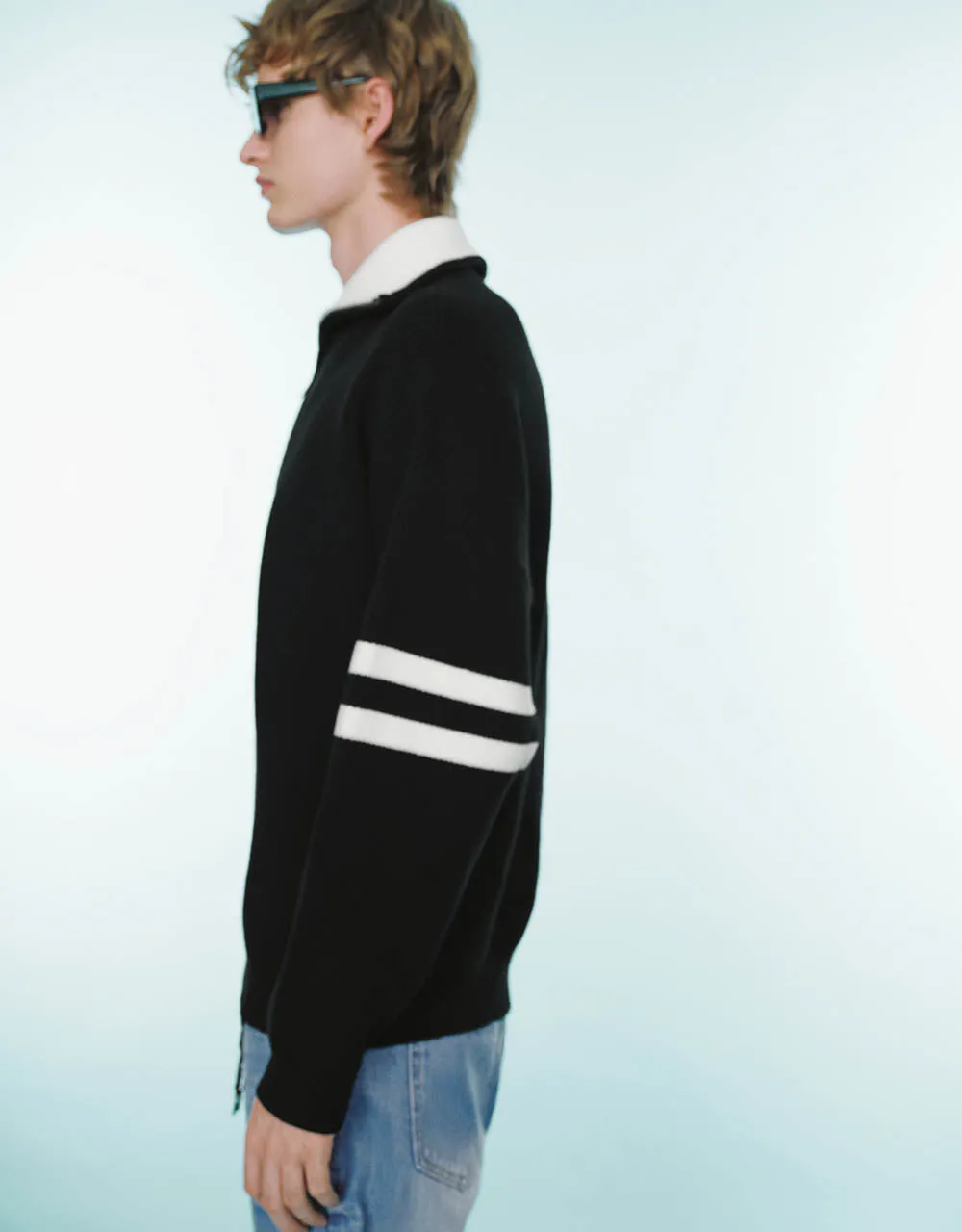 Zip Half Placked Knitted T-Shirt sold by Urban Revivo product image thumbnail 2