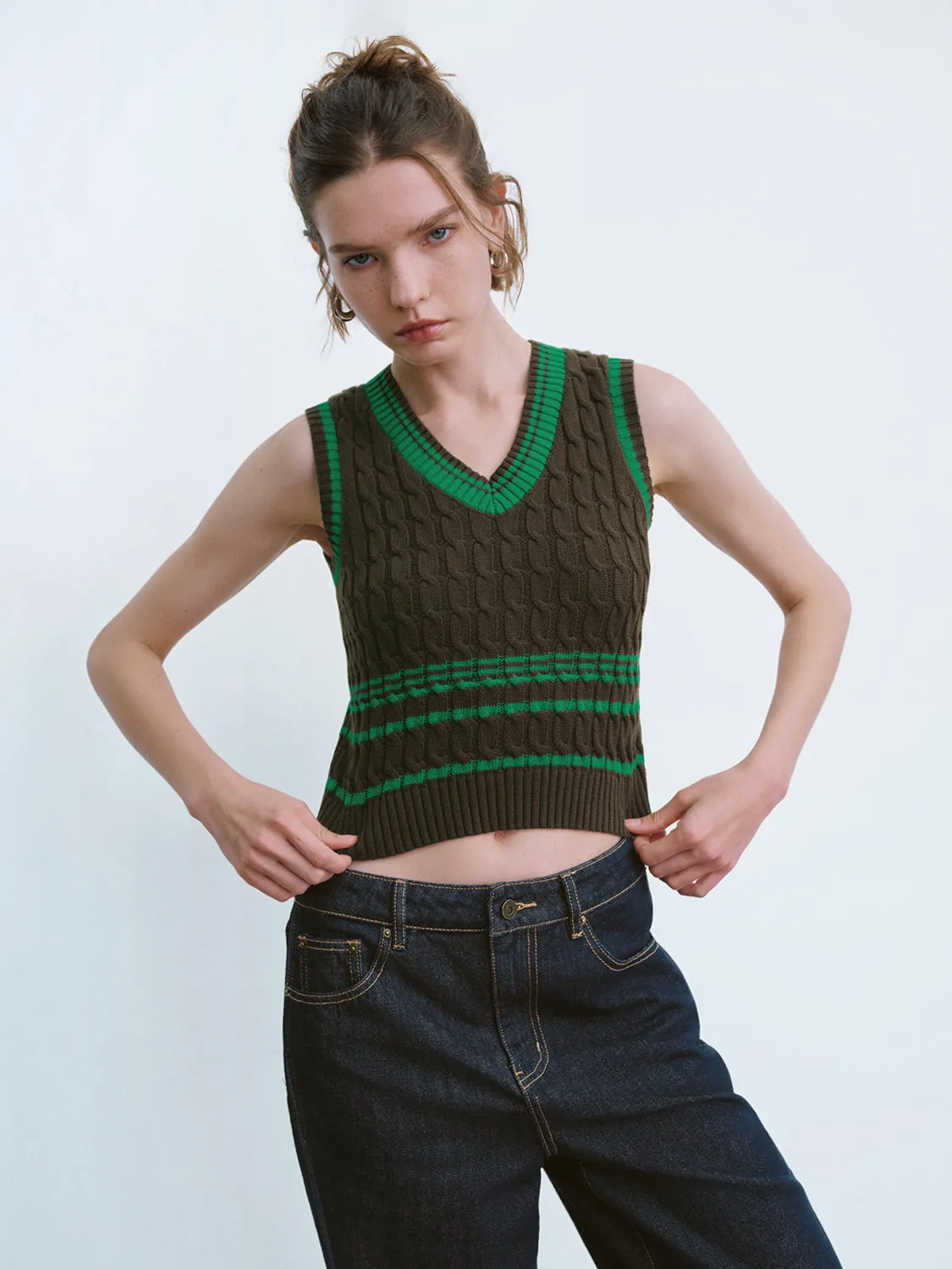 V Neck Knitted Tank Top sold by Urban Revivo