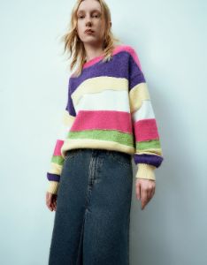 Striped Crew Neck Knitted T-Shirt sold by Urban Revivo