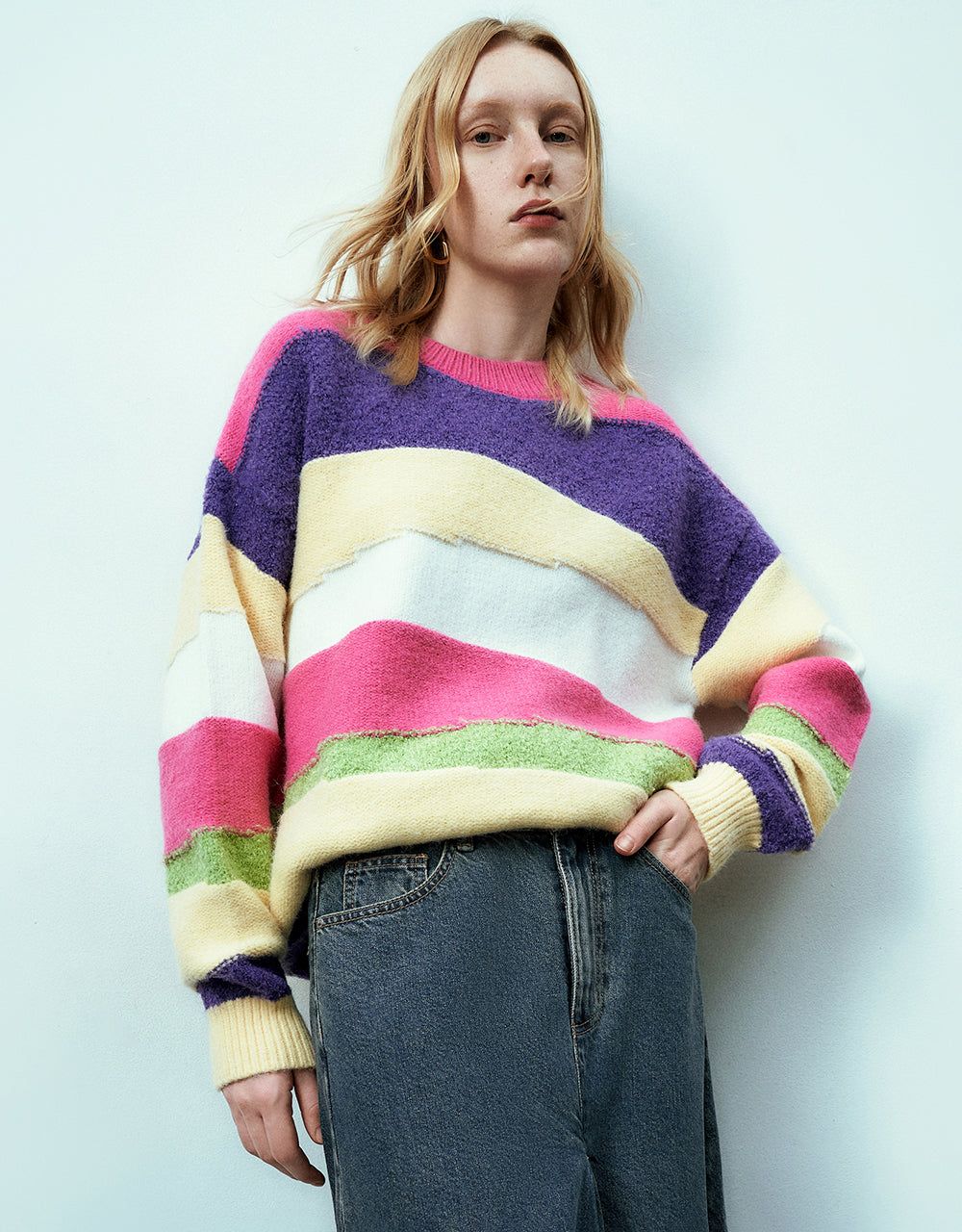 Striped Crew Neck Knitted T-Shirt sold by Urban Revivo