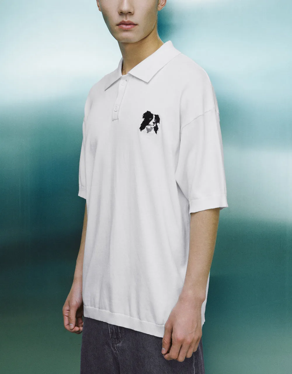 Button Half Placket Embossed Knitted T-Shirt sold by Urban Revivo product image thumbnail 3
