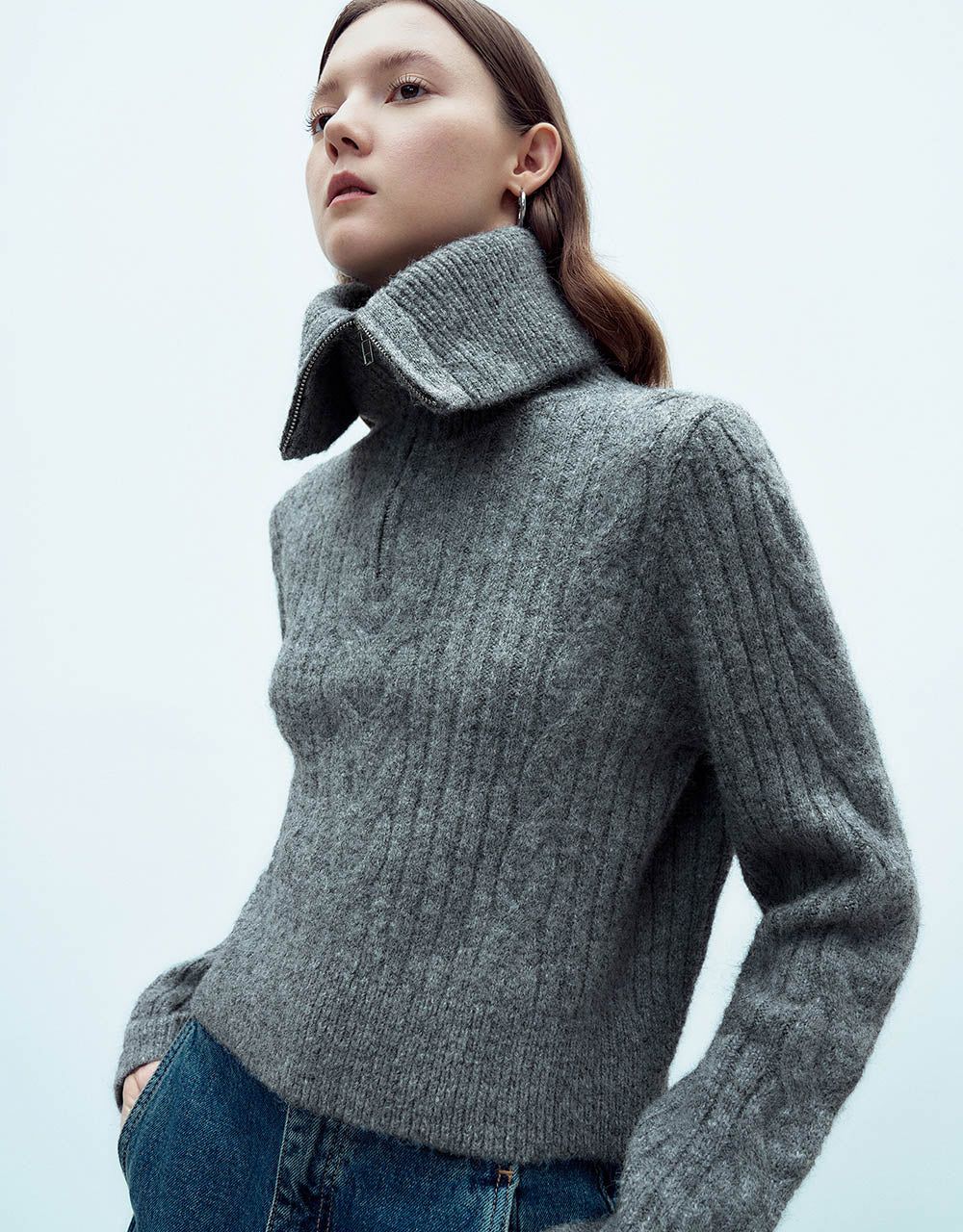 Zip Half Placket Sweater sold by Urban Revivo product image thumbnail 3