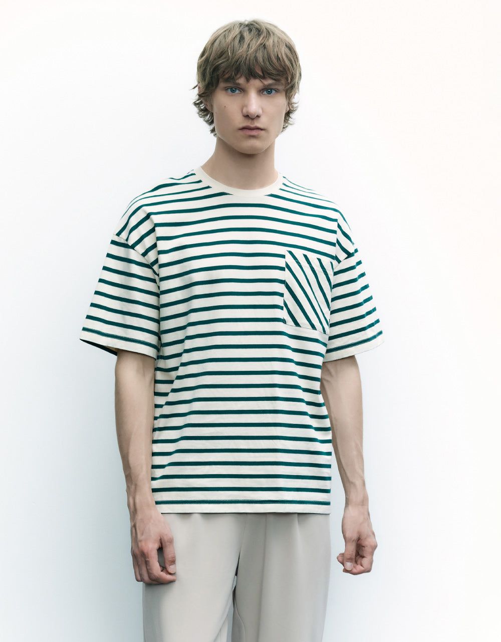Striped Crew Neck T-Shirt sold by Urban Revivo