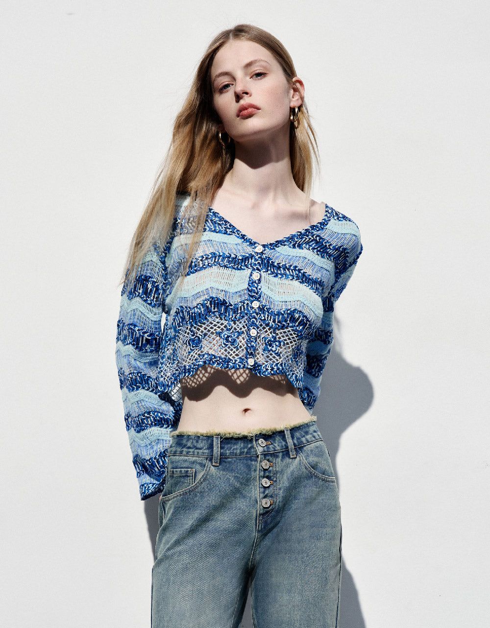 Striped V-Neck Knitted Cardigan sold by Urban Revivo